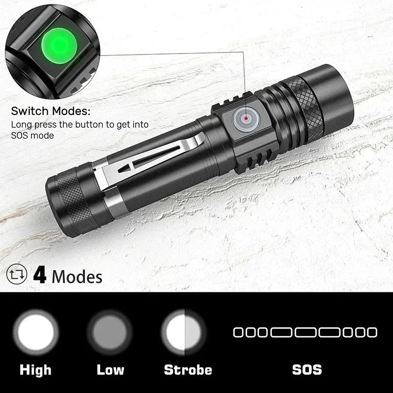 T6 LED Rechargeable Flashlight - Outdoor Lighting Black ulasan dan harga