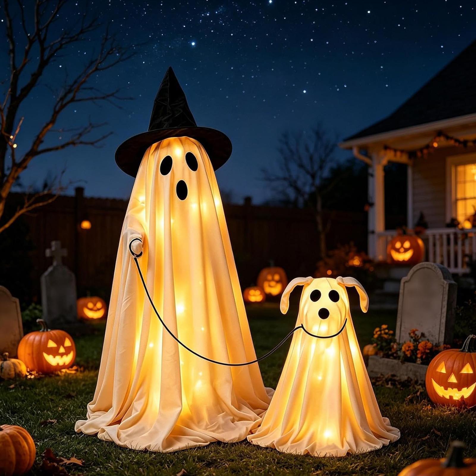 LED Lighted Ghost Dog Set Warm - Outdoor Lighting Effects ulasan dan harga