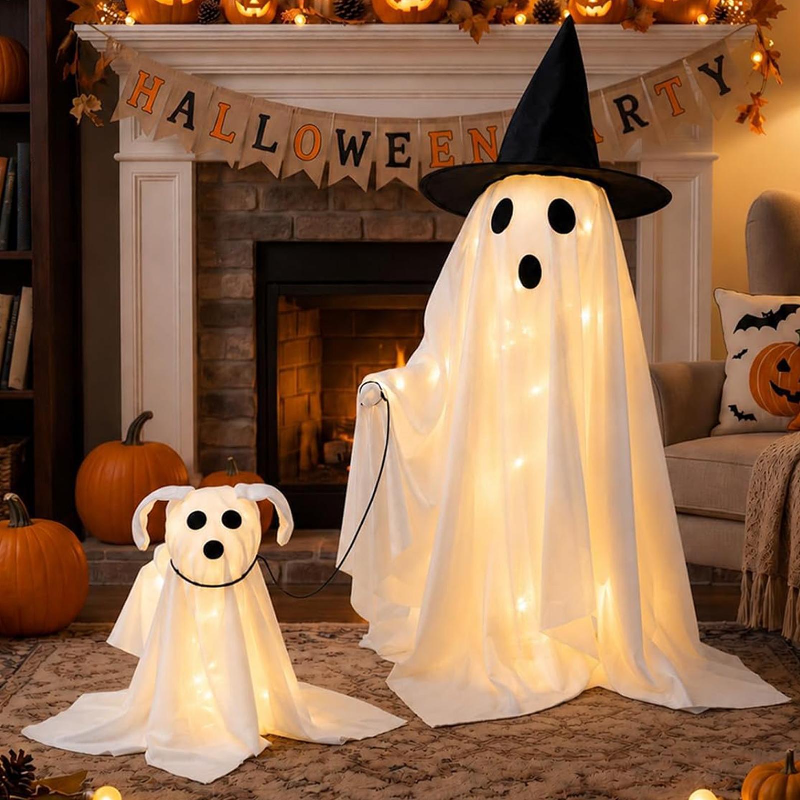 LED Lighted Ghost Dog Set Warm - Outdoor Lighting Effects ulasan dan harga