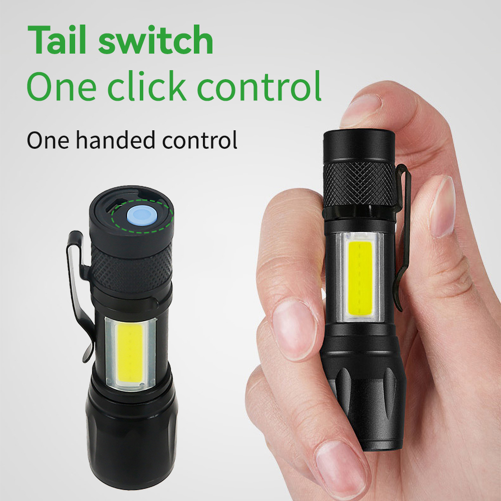 Mini LED Flashlight COB+XPE Po - Outdoor Lighting Black ulasan dan harga