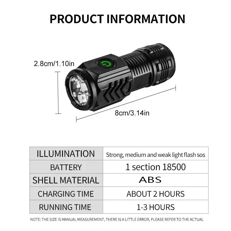 Mini 3LED Flashlight With Pen  - Outdoor Lighting Black ulasan dan harga