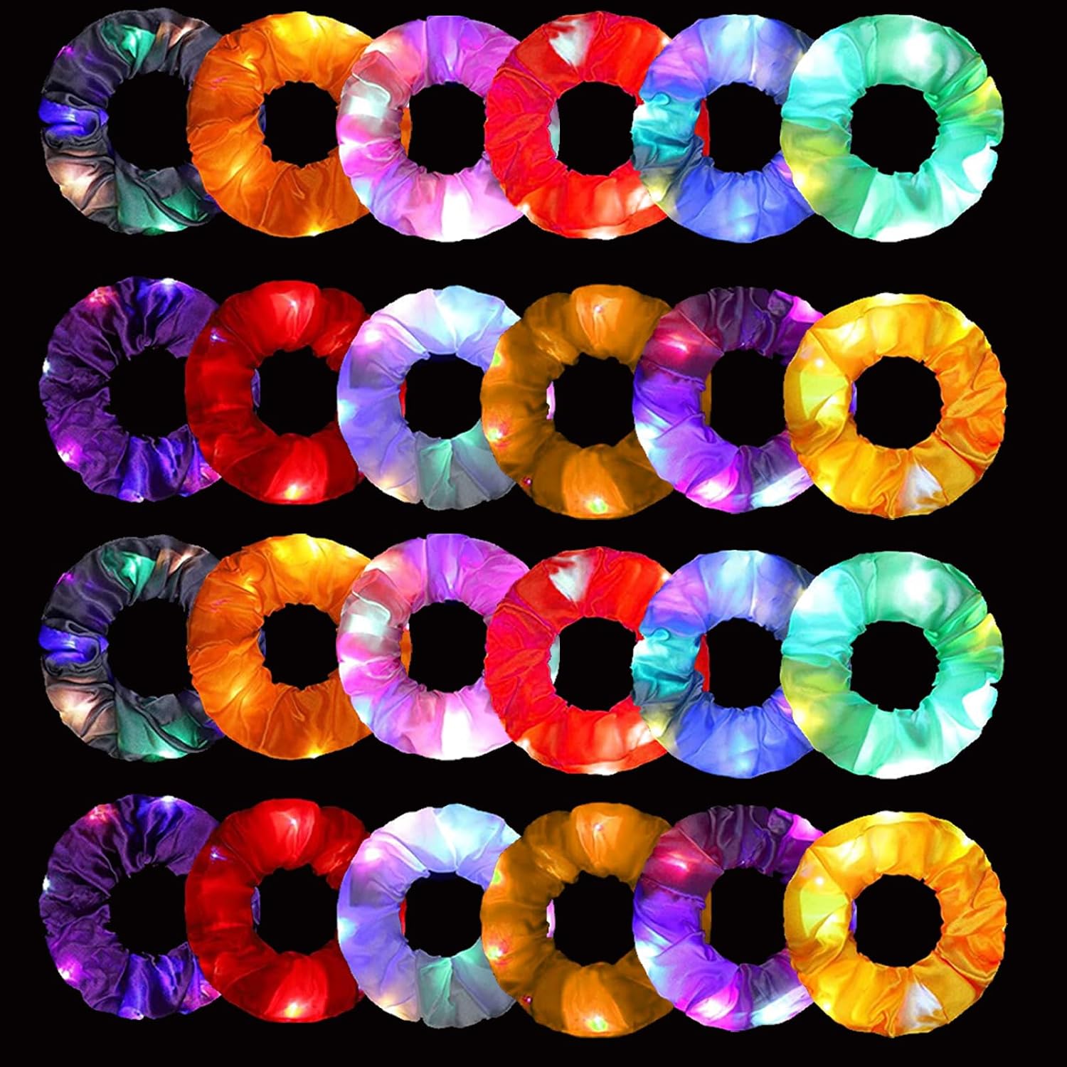 6pcs LED Scrunchies Hair Bands - Outdoor Lighting Effects ulasan dan harga