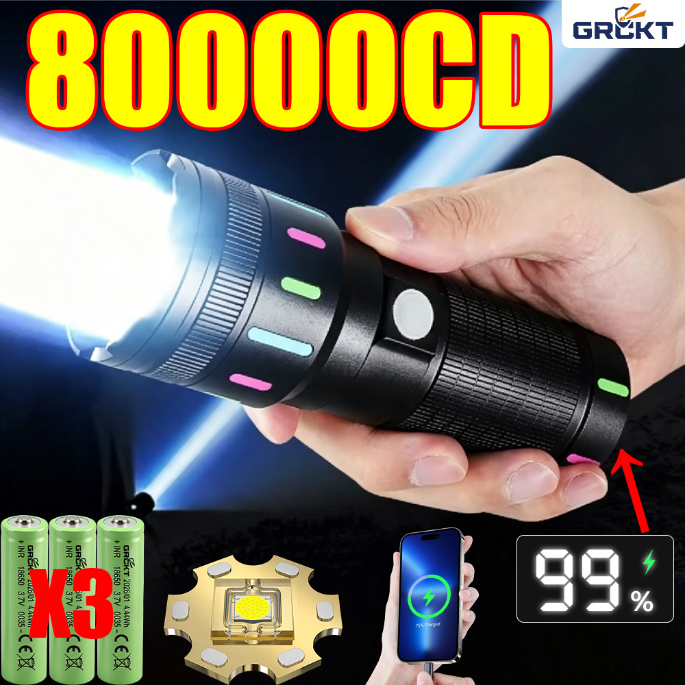 80000CD Most Powerful LED Flas - Outdoor Lighting Black ulasan dan harga