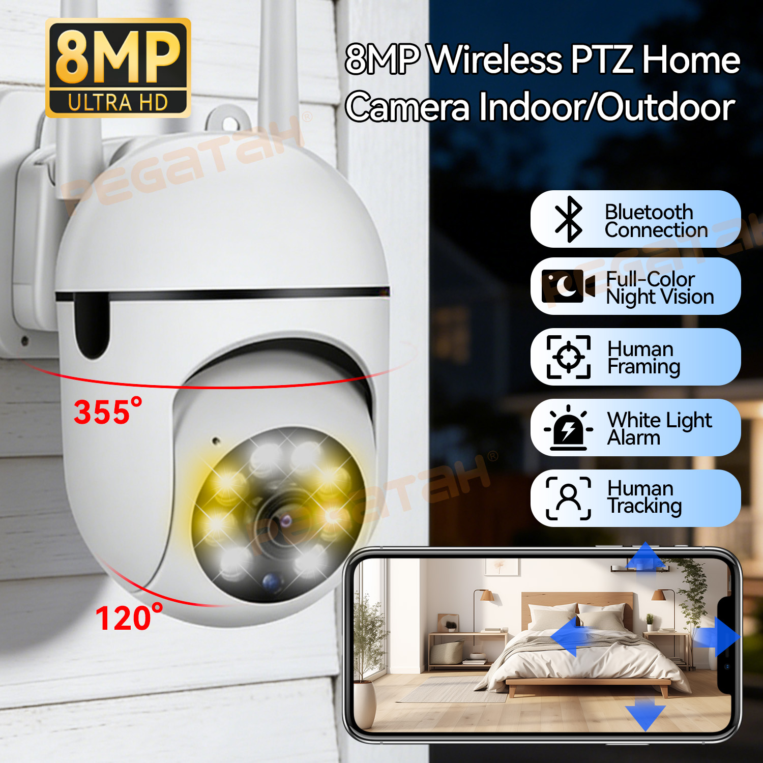 8MP 2.4G Wifi IP CCTV Camera C - Outdoor Lighting Track ulasan dan harga